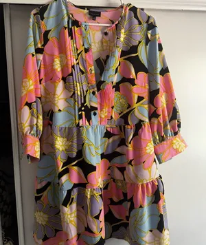 Who What Wear Floral Colorful Button-Down Dress thumbnail 1
