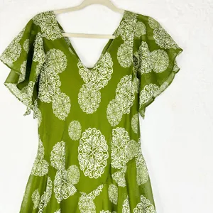 Vintage Fairy Ethereal Midi Dress Size Large Beaded Sequins Cowl Whimsical Y2K thumbnail 9