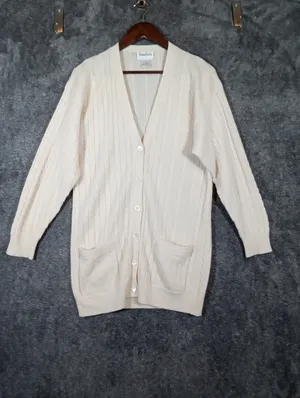 Neiman Marcus Exclusive Vintage 90scashmere Cable Knit Cardigan Preppy Sz L thumbnail 2