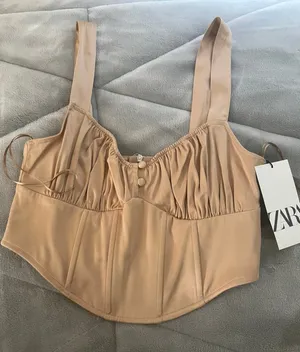 ZARA Satin Effect Corset Top thumbnail 1