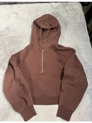 Lululemon scuba Brown oversized Half-Zip Hoodie sweatshirt XS/S thumbnail 1