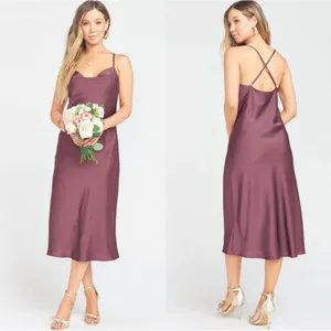 Show Me‎ Your Mumu NWOT Verona Cowl Dress Plum Satin Deluxe Size Small thumbnail 2