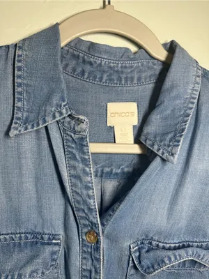 Chico's Washed Denim Button-Up Shirt thumbnail 2