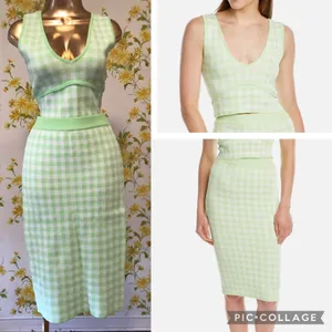 NWOT gingham knit skirt set in lime green size M thumbnail 10