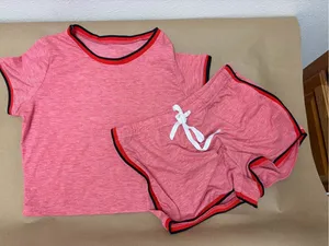 Pink Two-Piece Lounge Set with Contrast Trim M thumbnail 1