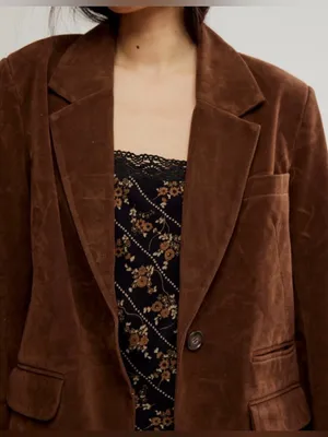 FREE PEOPLE NWT Paper Cut Vegan Suede Blazer / Brown Bear thumbnail 9