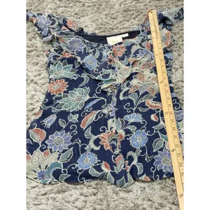 Maeve Anthropologie Womens Size 2 Blue Floral Off Shoulder Ruffle Blouse Top thumbnail 10