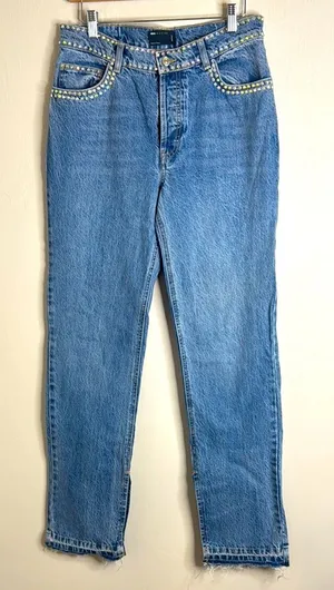 ASOS design Women's Blue Jeans‎ with Studded gem Details size 28 cute spring thumbnail 1
