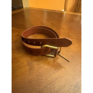 Patricia Nash Women's Vietri Brown Leather Belt Size Medium Logo Pattern thumbnail 3