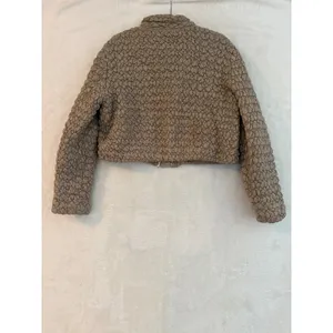 Current Air Tan Cropped Puffer Jacket Womens Large Popcorn Smocked Zip Up Beige thumbnail 7