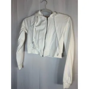 Brandy Melville ZAFUL Cropped Full Zip Hoodie Jacket Womens Size S White Casual thumbnail 7