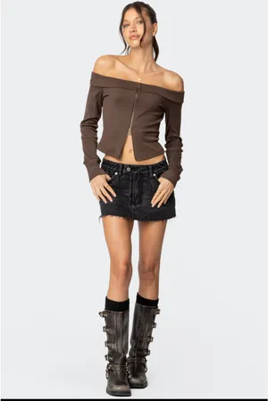 Edikted Low Rise Denim Micro Skort thumbnail 2