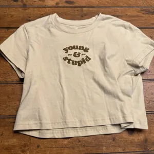 Barstool Sports Women's Tshirt Cropped Young And‎ Stupid Medium Yellow thumbnail 1