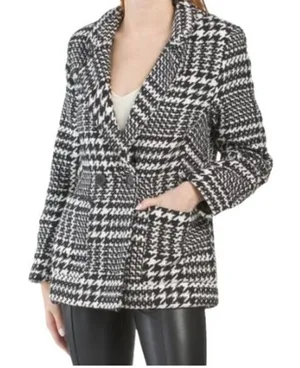 Jade & Ivory‎ 26 International NWT Double Breasted Houndstooth Blazer Peacoat M thumbnail 1