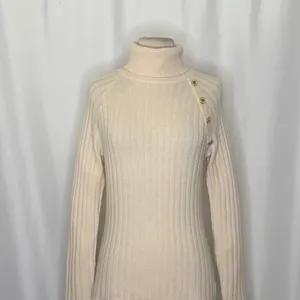 J. MCLAUGHLIN Lunet Cashmere Wool Turtleneck Sweater Pullover Buttons Small thumbnail 3