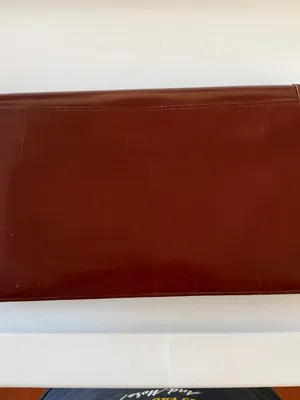 Vintage Leather Envelope Clutch - Burgundy Brown thumbnail 7