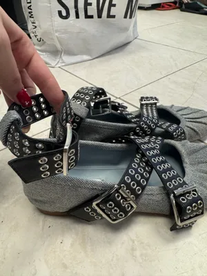 Steve Madden denim and black Mary Jane flats thumbnail 4