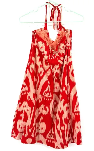 Maeve Size 2 Halter Neck Sun Dress Red Cream Mini Length Side Zipper Lined thumbnail 1