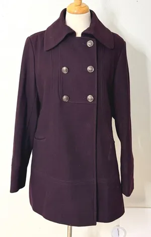 APT 9 Double Breasted Pea Coat Sz‎ Lg Winter Classic Wool Blend Outerwear Jacket thumbnail 1