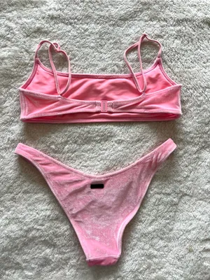 Triangl Pink Velvet Bikini Size XL top S bottom thumbnail 3