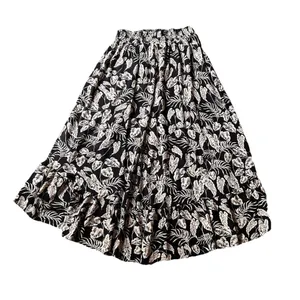 Angie Maxi Skirt Large‎ Floral Beige Black Hi Lo Hem thumbnail 2
