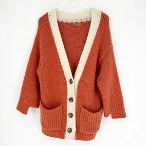 POL Chunky‎ Knit Longline Cardigan Women's Size S Orange Academia thumbnail 2