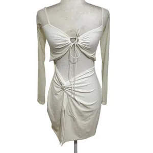 White Fox “Invite Pending” Cutout Ruched Mini Dress White Size M NWT thumbnail 2