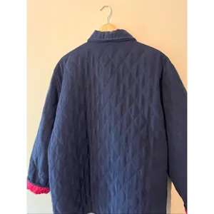 Vintage Alfred Dunner Quilted Jacket Navy Blue Red Lining Soft Barn Coat Size 18 thumbnail 8