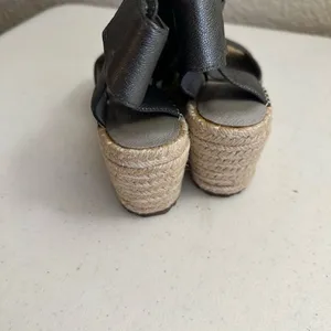 Eileen Fisher Wedge Sandals Pewter 5.5 Women Espadrille Platform Metallic Lthr thumbnail 12