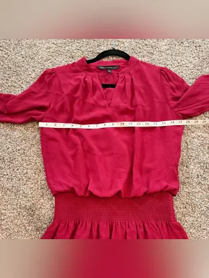 White House Black Market Burgundy V-neck Long Sleeve Cinch Waist Dress XS thumbnail 8