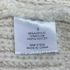 Free Generation Multi Stich Fringe‎ Distressed Turtle Neck Sweater Cream Small thumbnail 11
