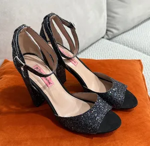 Betsey Johnson Sparkling Black Heels thumbnail 1