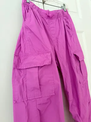 Gap Fuchsia Cargo Parachute Pants, Size XS thumbnail 4