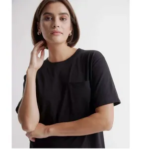 Quince Relaxed T-Shirt Dress Womens S Black Organic Cotton Pocket Casual thumbnail 2