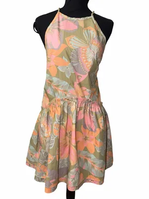 Free people Floral Print Drop Waist Mini Backless Dress(Size XS) thumbnail 2