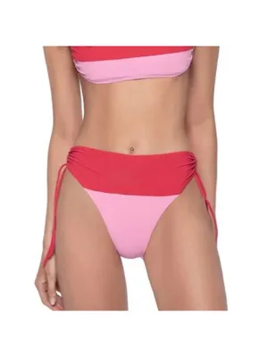 NWT Pilyq PQ Aura Shirred High Waisted Colorblock Bikini Bottoms- Size Medium thumbnail 2