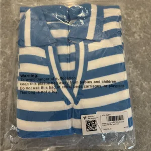 Blue and White Striped long sleeve dress stock pic is not the same color thumbnail 2