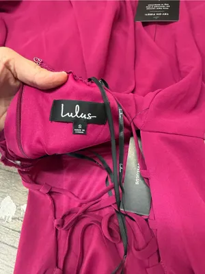 Lulus Magenta Strappy to Be Here Lace Up‎ Maxi Dress size small thumbnail 3