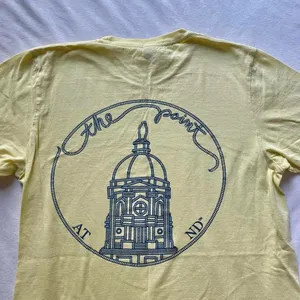 pastel yellow and blue Notre Dame knitting club shirt thumbnail 5