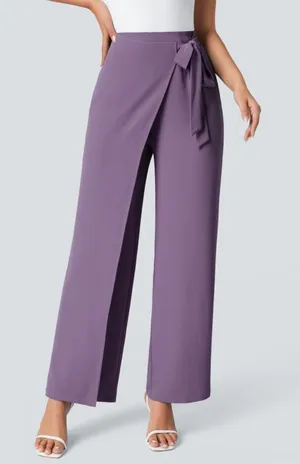 Halara Flex High Waisted Wide Leg Pants Small Sandalwood Violet Tie New thumbnail 1