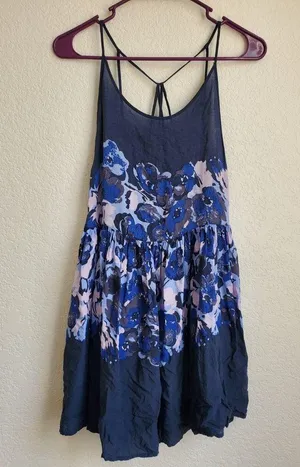 Free People Intimately Voile Slip Strappy Floral Print Dress in Midnight… thumbnail 1