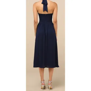 NWOT Lulus Size Small Emrah‎ Navy Blue Cross-Front Cutout Halter Midi Dress thumbnail 2