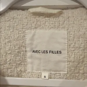 Avec Les‎ Filles Ivory Bouclé Jacket with Black Satin Bows small NWT thumbnail 4