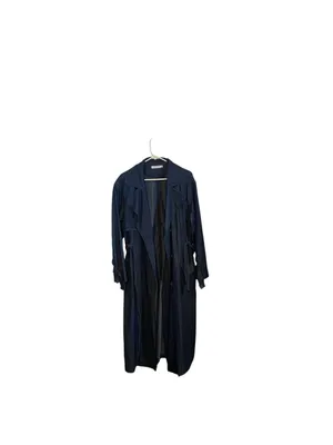 JustFab Double Breasted Longline lightweight Denim Trench Coat Belted minimalist thumbnail 13