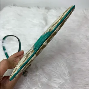 COACH Green Khaki Signature Canvas Wristlet thumbnail 3