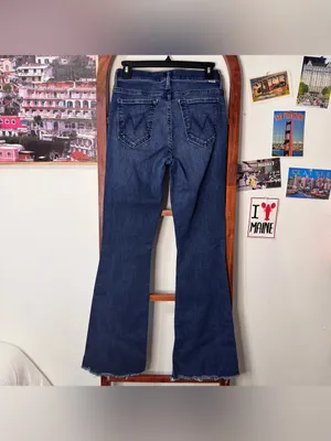 Mother the weekender fray flare jeans mint condition dark Wash thumbnail 6