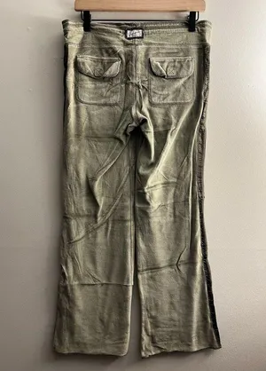 Vintage Y2K Abercrombie velour pants olive green pants flap pockets M thumbnail 2