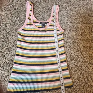 Forever 21 Striped Ribbed Tank Top Pink Yellow‎ Green Blue White Black Size M thumbnail 4
