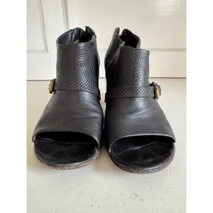 A.S.98 black marbled block heel peep toe ankle booties‎ size 40 (US 9-9.5) thumbnail 4