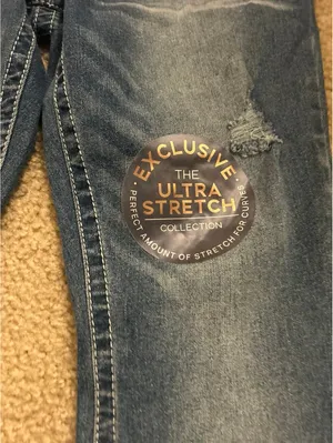 E281 copper flash 10 curvy mid rise bootcut jeans sparkle cute comfy thumbnail 2